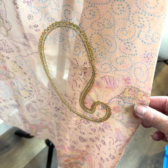 NWT Ebene Patrick Assuline Peach Sheer Kimono Robe Size 2 Duster Embroidered - Picture 11 of 14